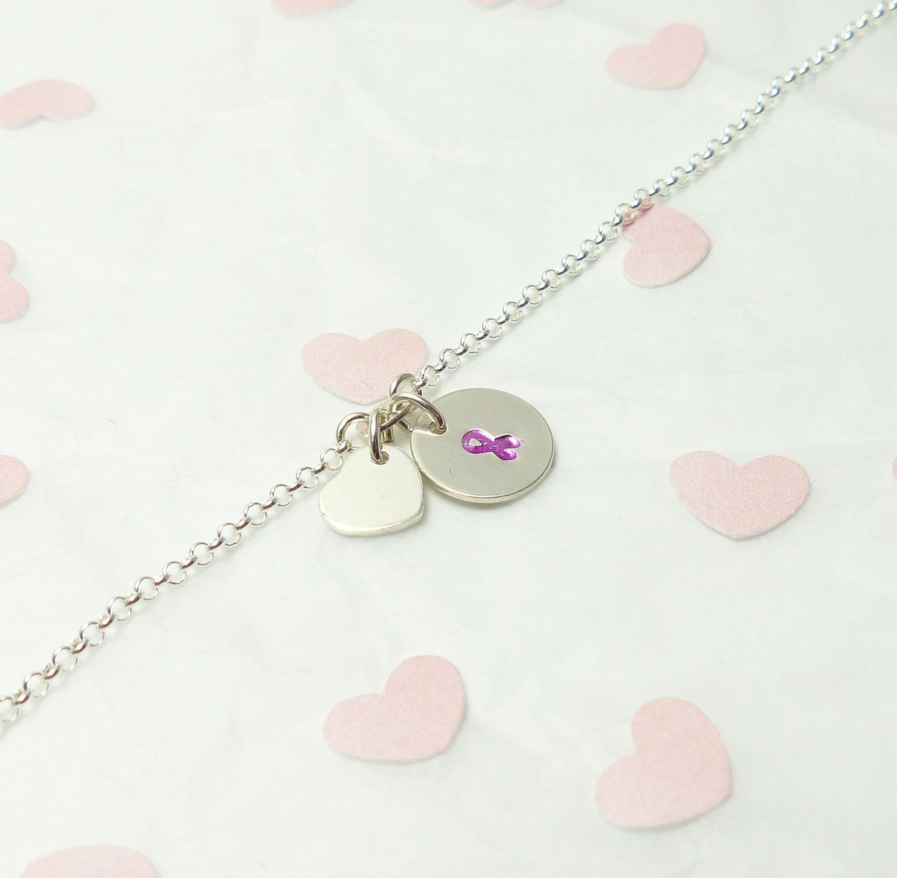 Silberarmband - Herz und Schleife | Andressa Schmuck & Brustkrebs Deutschland e.V.