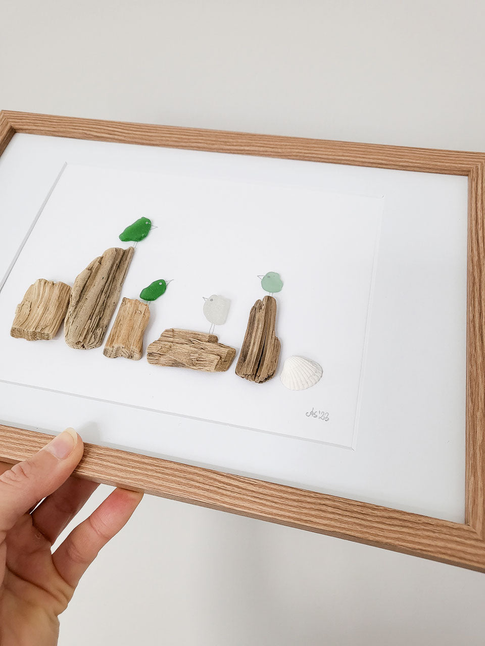 Seeglasbild Beachlife Big 2.0 - mit Treibholz, Steinen, Muscheln und echtem Seeglas aus der Ostsee