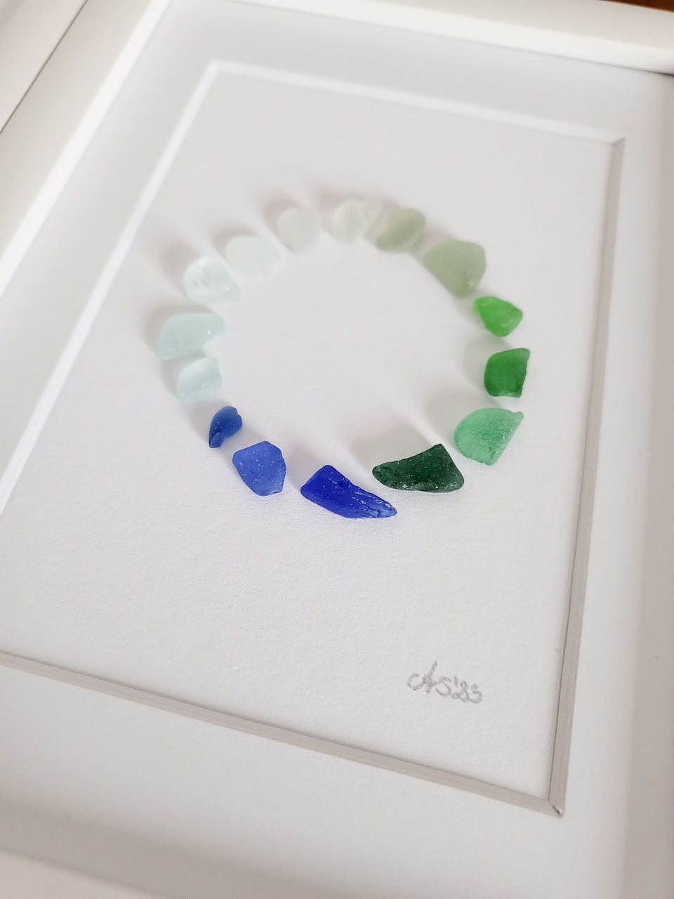 Seeglas Bild Karma mit einem Farbverlauf - mit echtem Seeglas aus der Ostsee