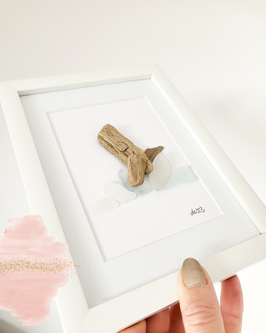 Seeglas Kollektion Die Wale und der Hai - mit Steinen und echtem Seeglas aus der Ostsee