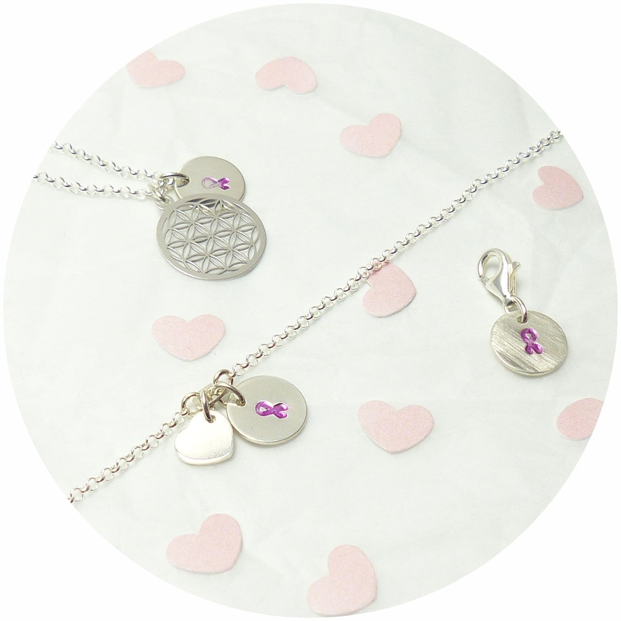 Andressâ Brustkrebs Schleife – 925 Silberkette für den guten Zweck