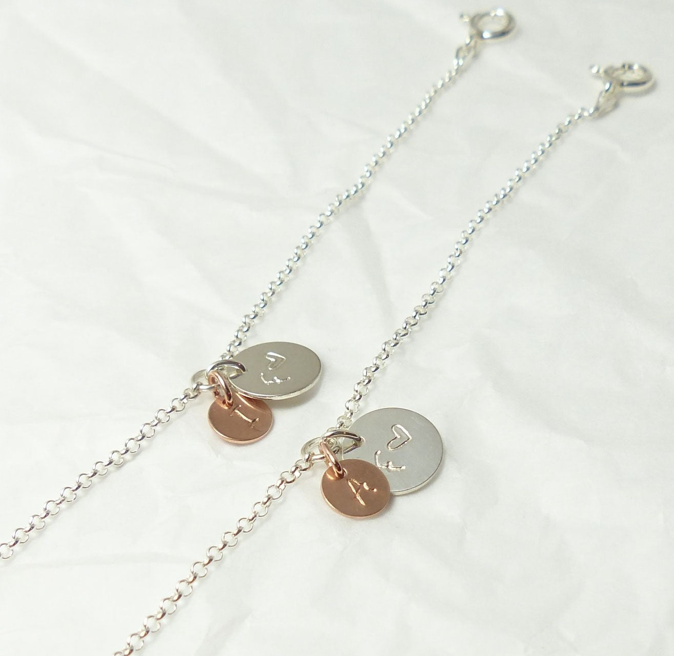 2 runde Initialen 925 Silberarmband