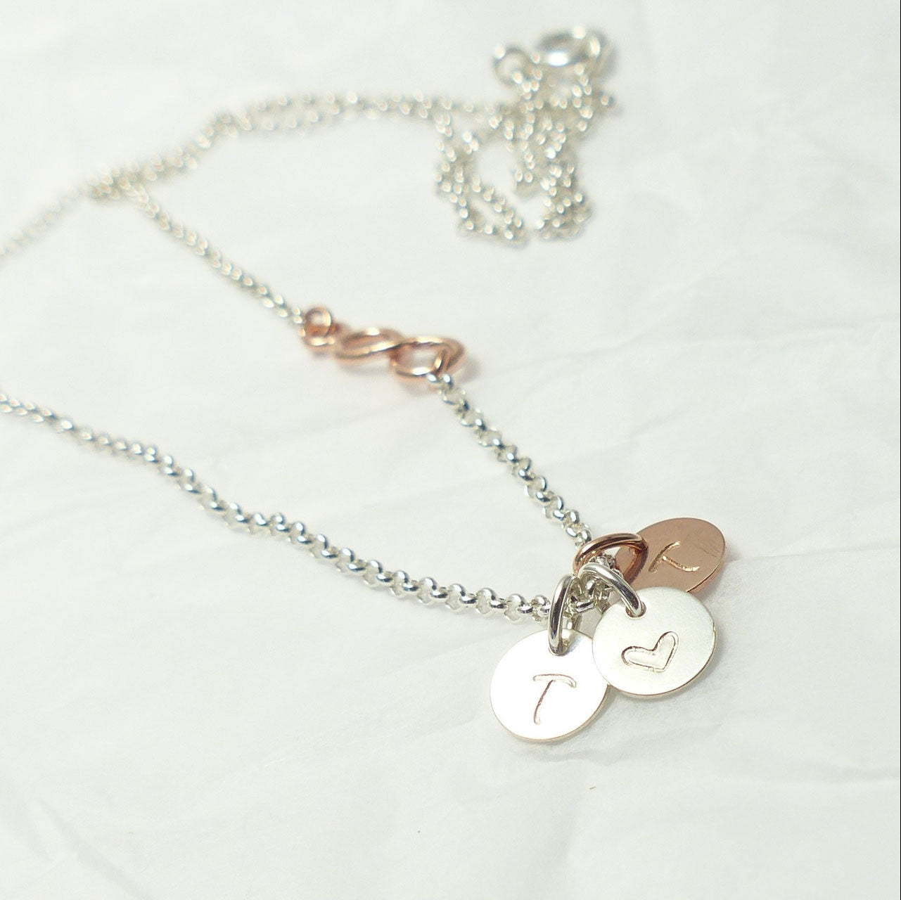 3 Initialen & Infinity 925 Silberkette