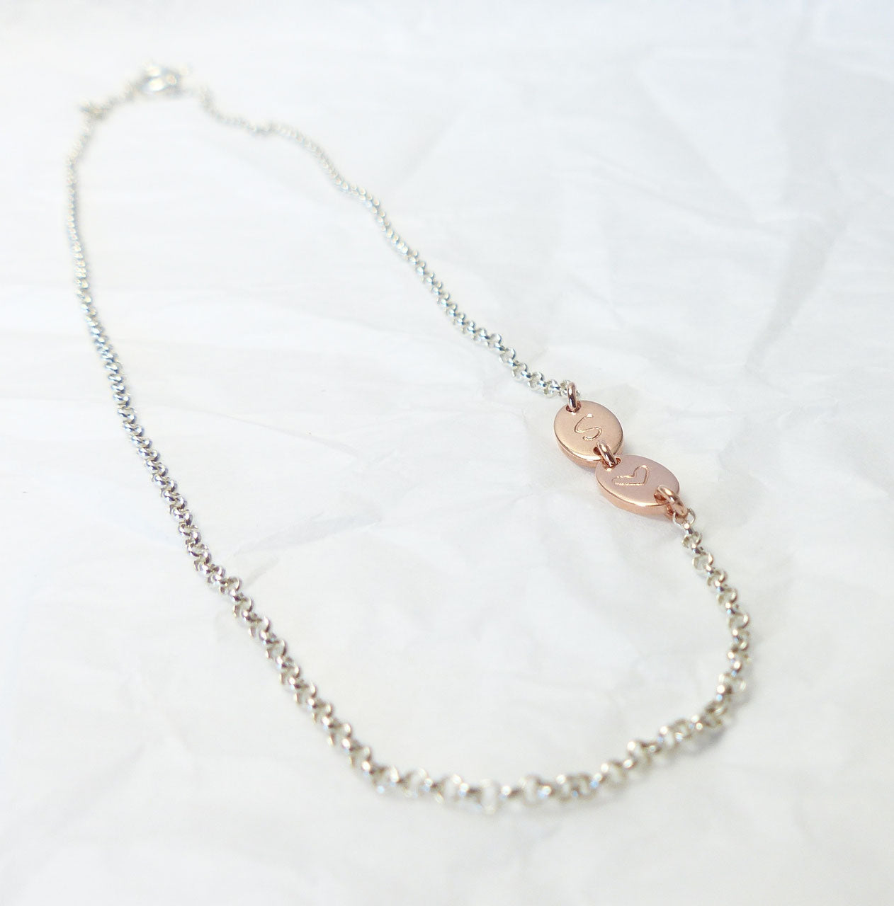 Namenskette sideways Initialen 925 Silberkette