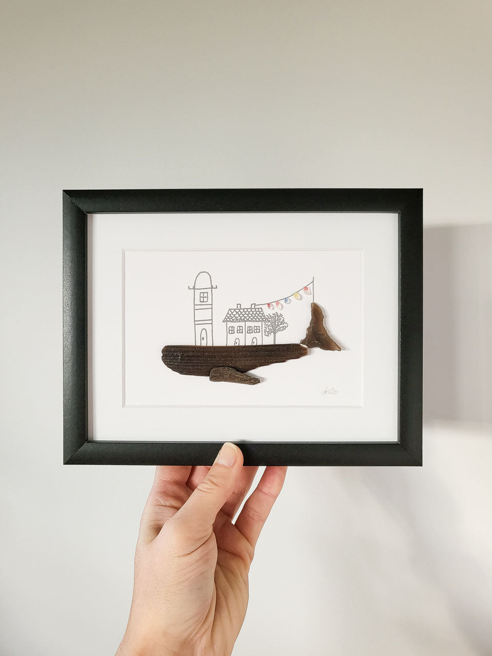 Seeglas Kollektion Die Wale und der Hai - mit Steinen und echtem Seeglas aus der Ostsee