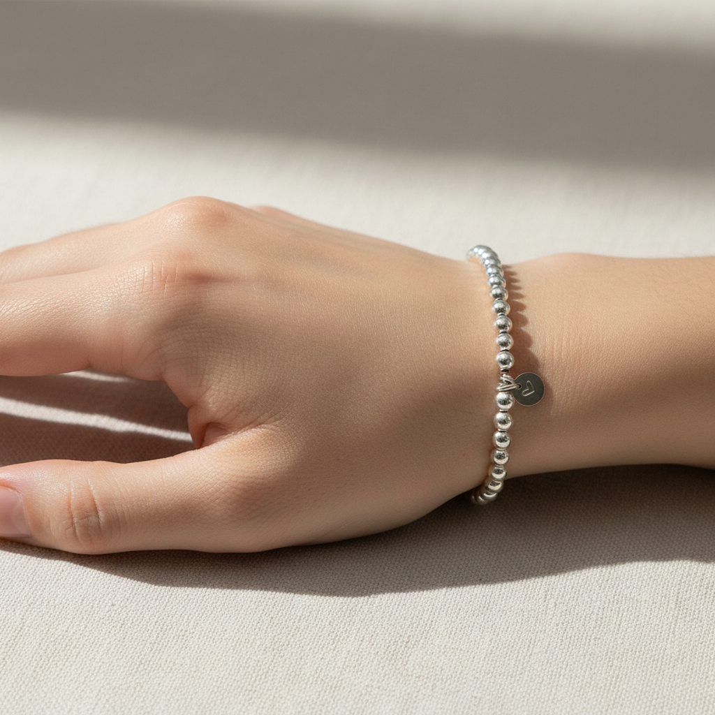 Perlenarmband 925 Sterling Silber - in Silber, Rosevergoldet oder Vergoldet