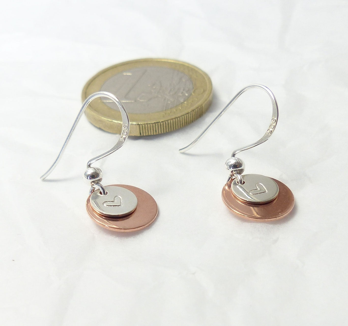 Ohrringe mit Plättchen 925 Silber Bicolor / Namensschmuck