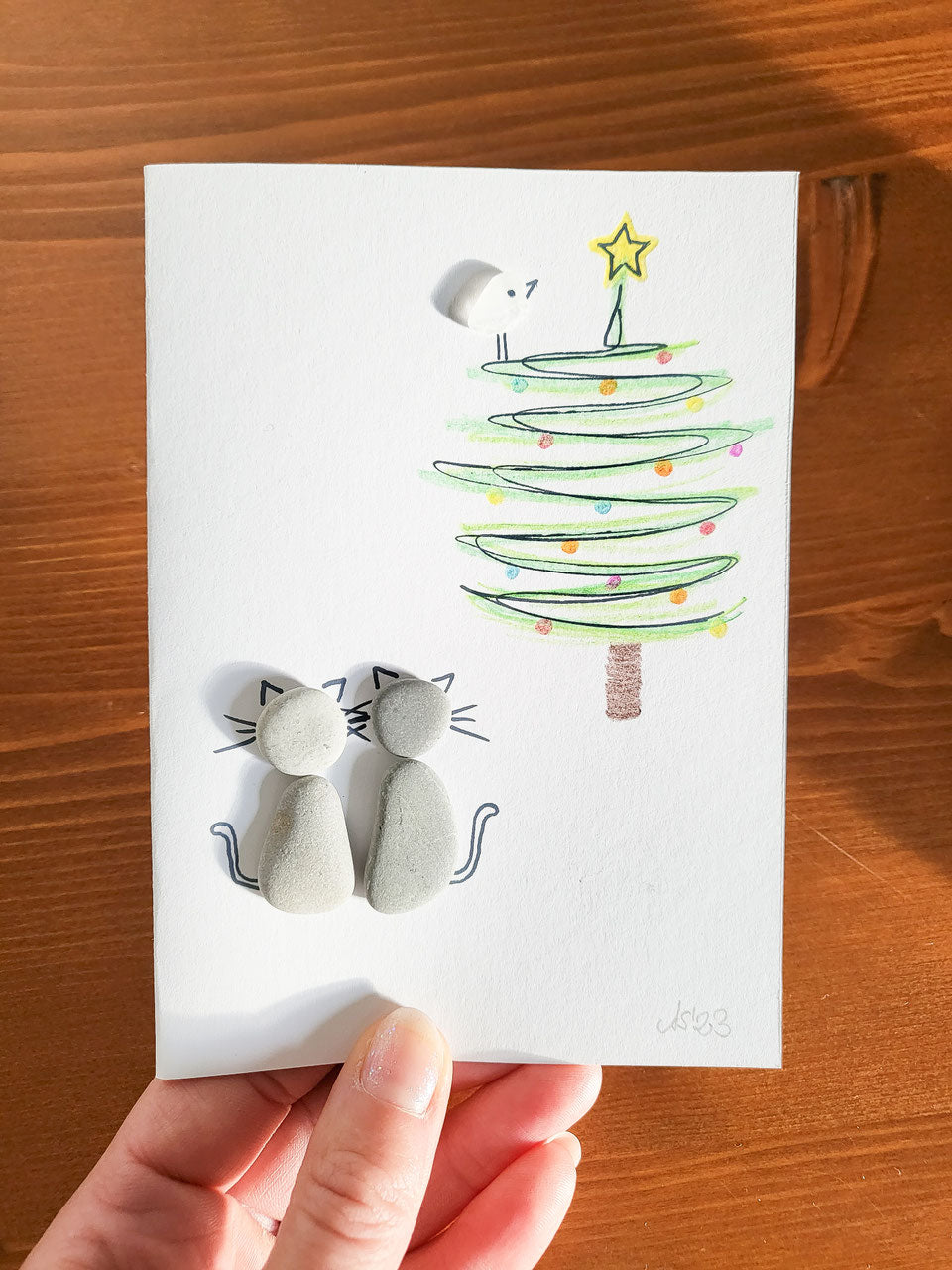 Weihnachtskarten mit Tannenbaum - mit echtem Seeglas aus der Ostsee