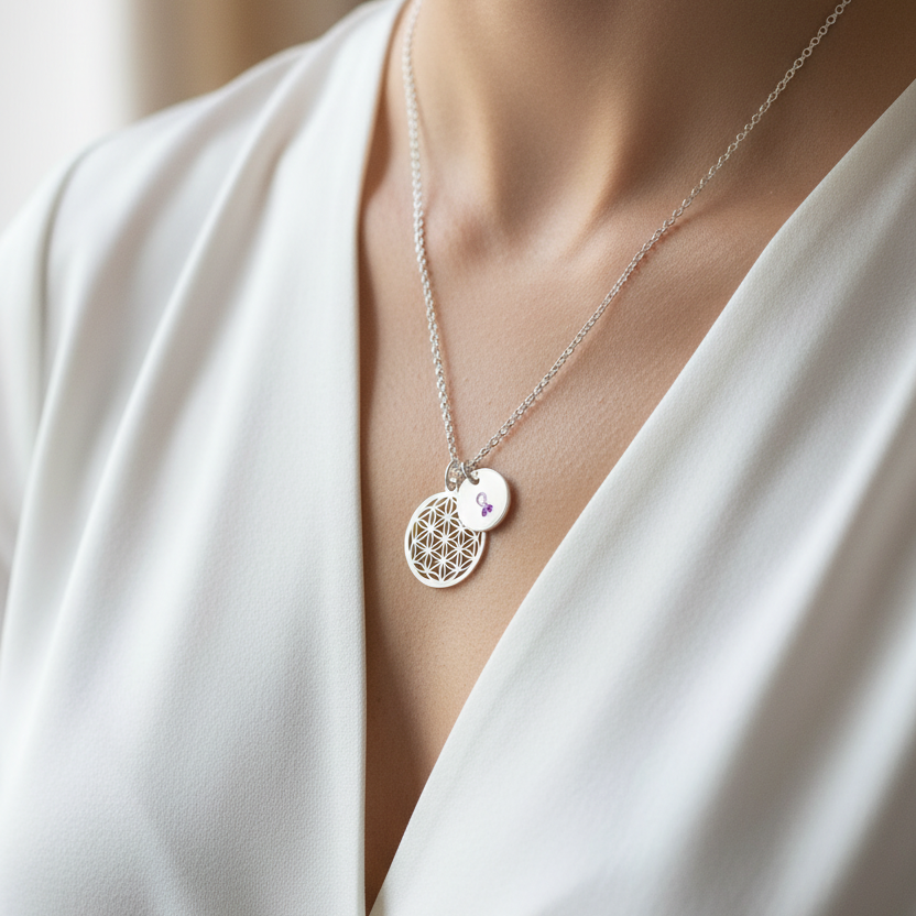 Andressâ Brustkrebs Schleife – 925 Silberkette für den guten Zweck