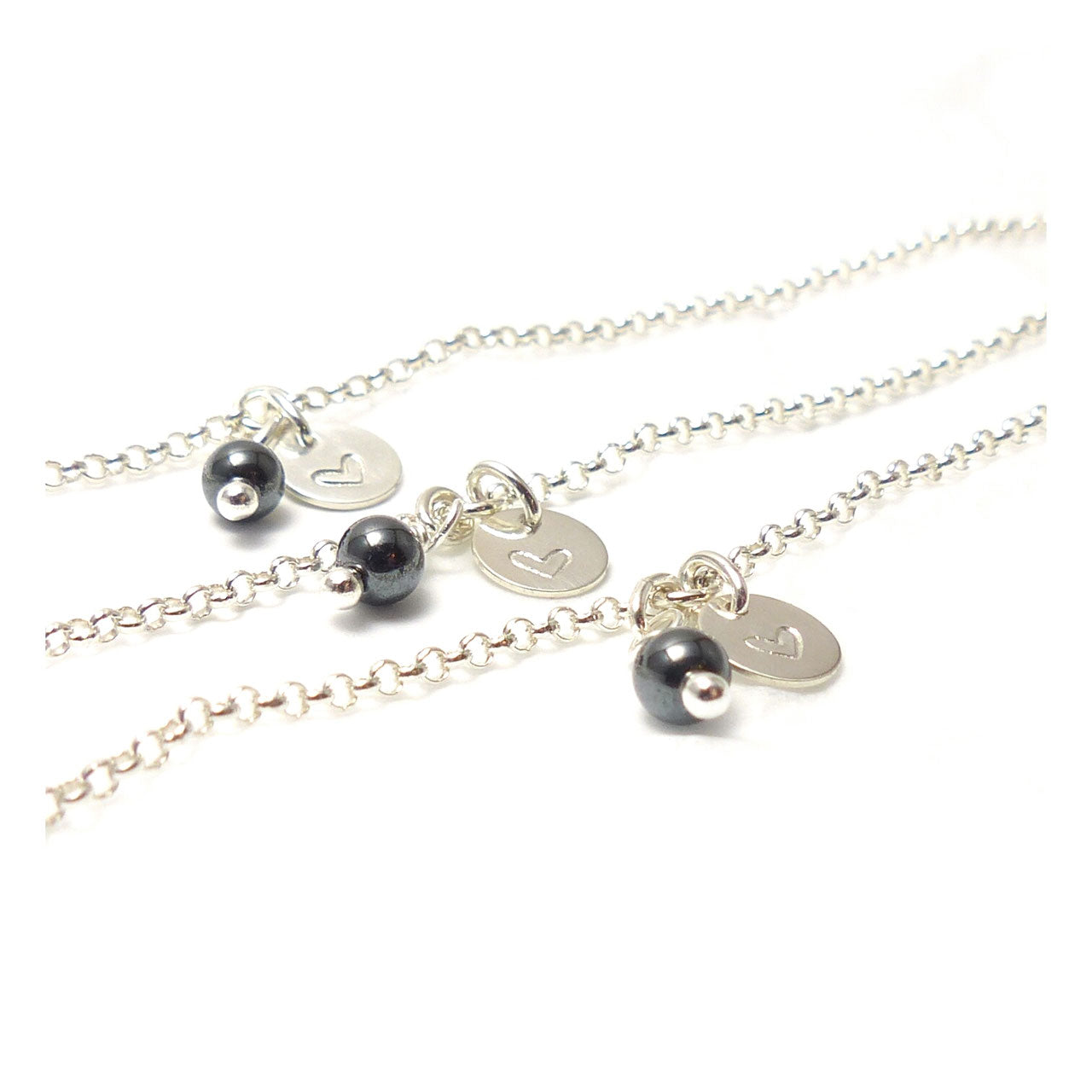 Mutter Tochter Armband - 2er Set Edelstein und Initialen 925 Silberarmband