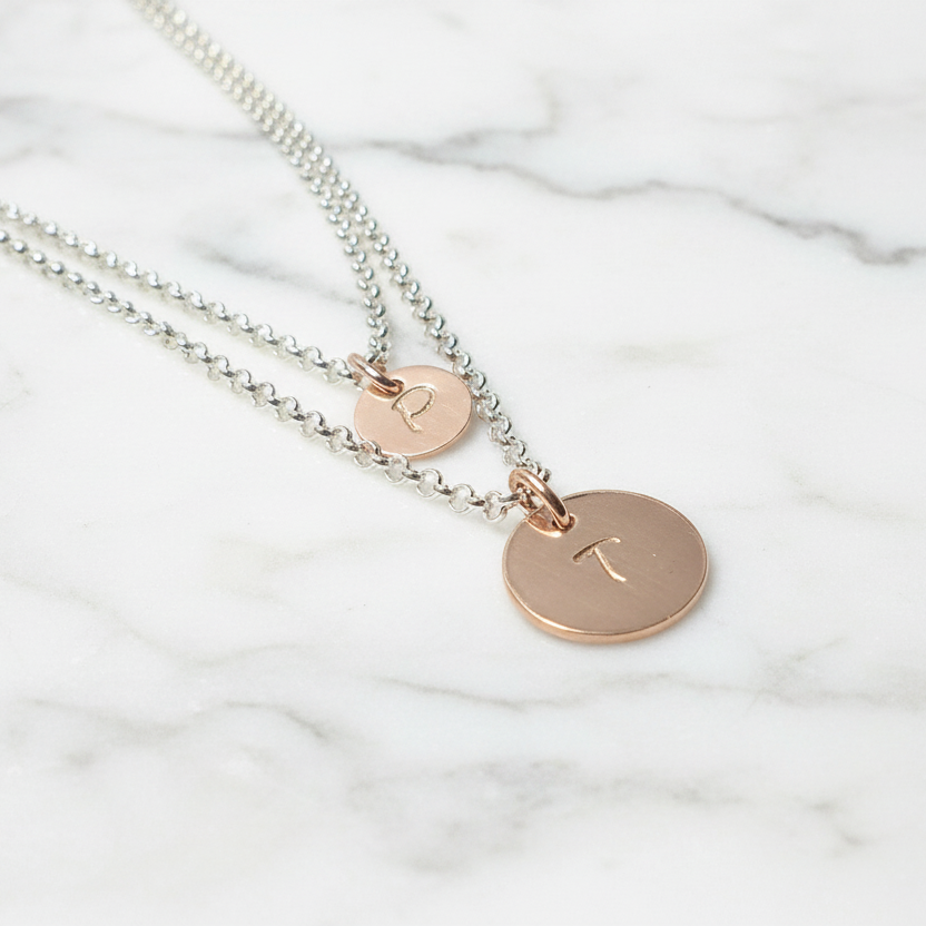 Layer Ketten 2 Ketten zusammen tragen | Personalisierte Silberketten mit Initialen