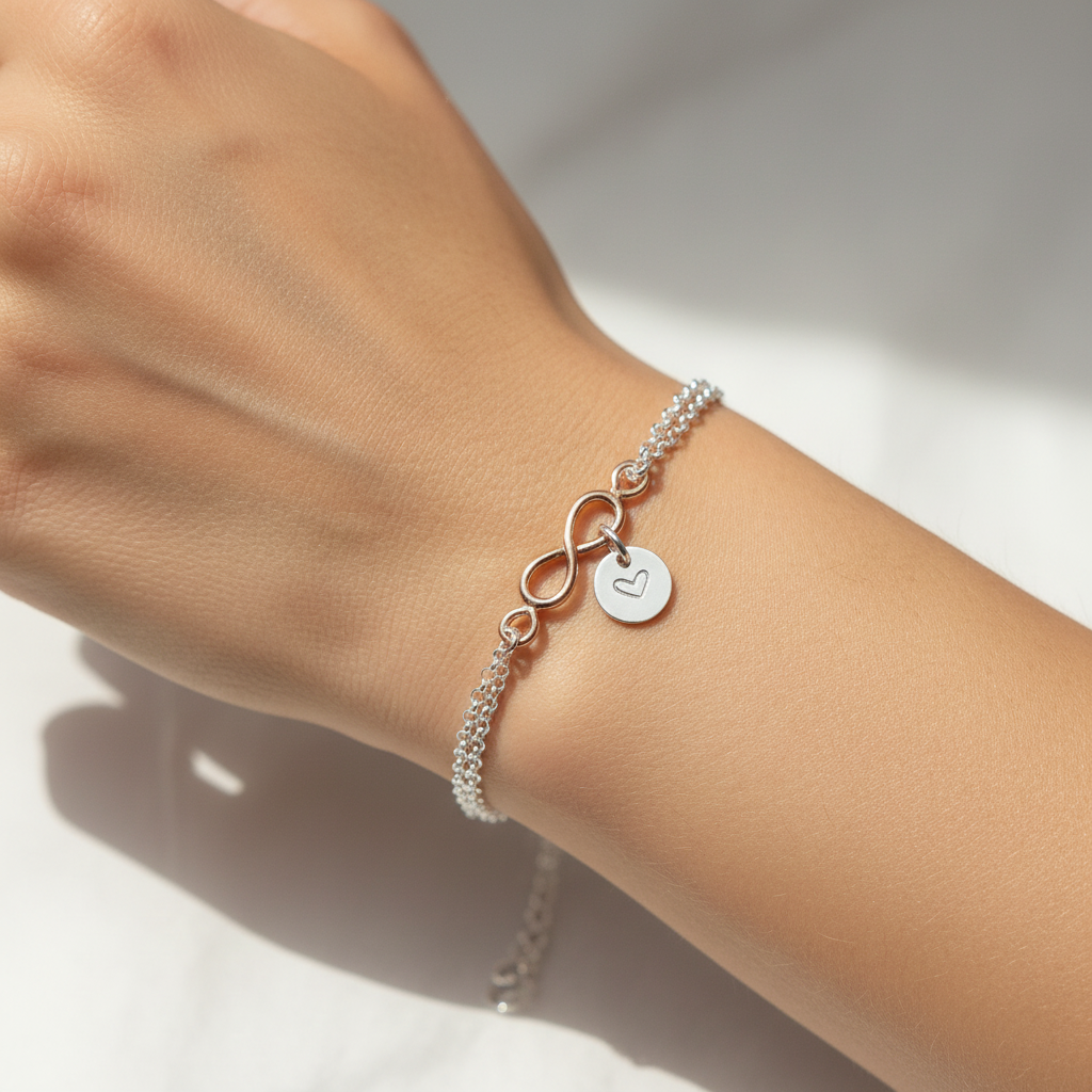 Initialen & Infinity 925 Silberarmband