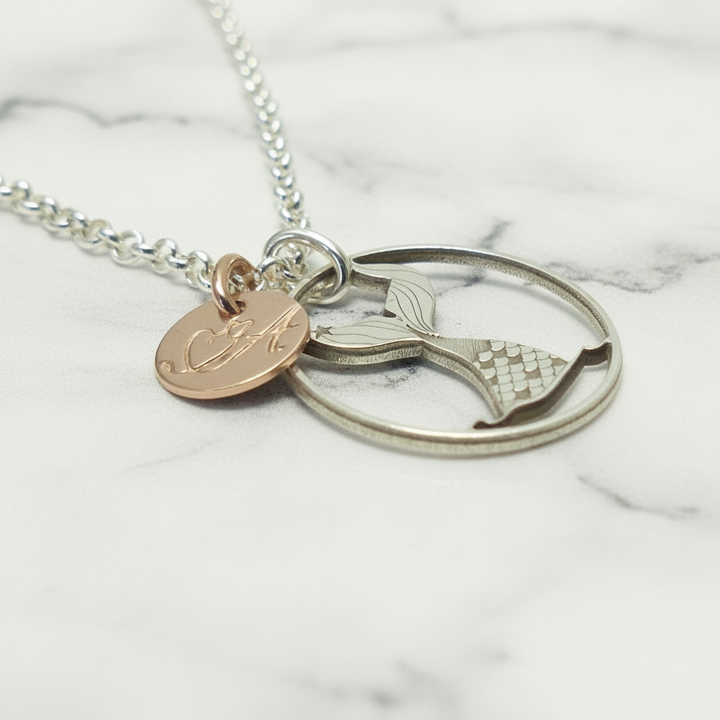 Oceanlover Bicolor-Halskette - Meerjungfrauenflosse & Plättchen