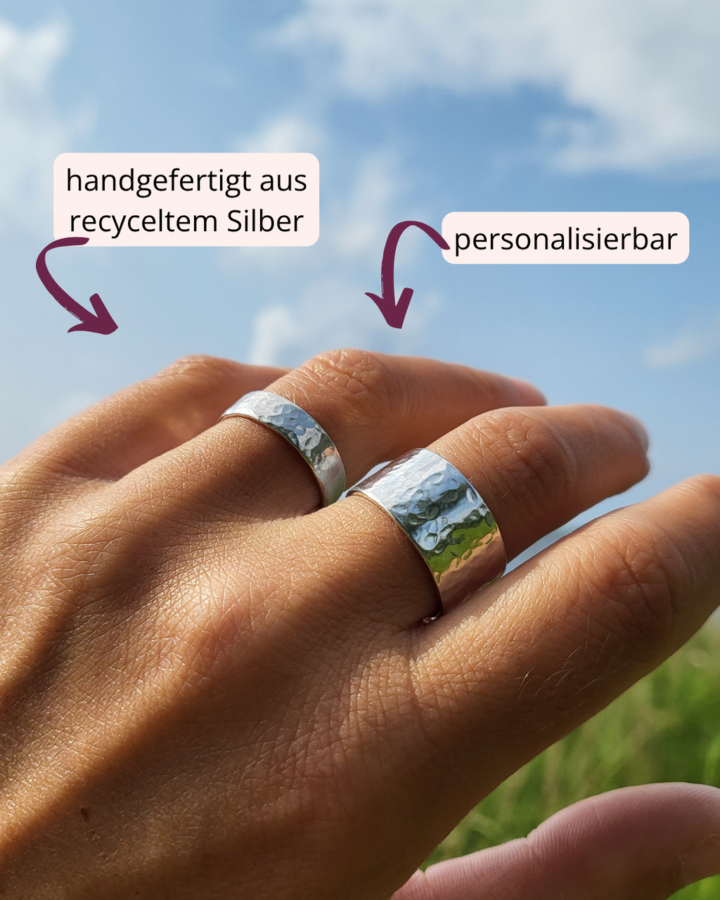 Partner-Ringe aus recyceltem Silber - Zarter & kraftvoller Bandring für Paare