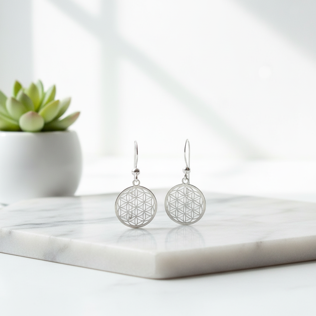Ohrringe Blume des Lebens 925 Silber