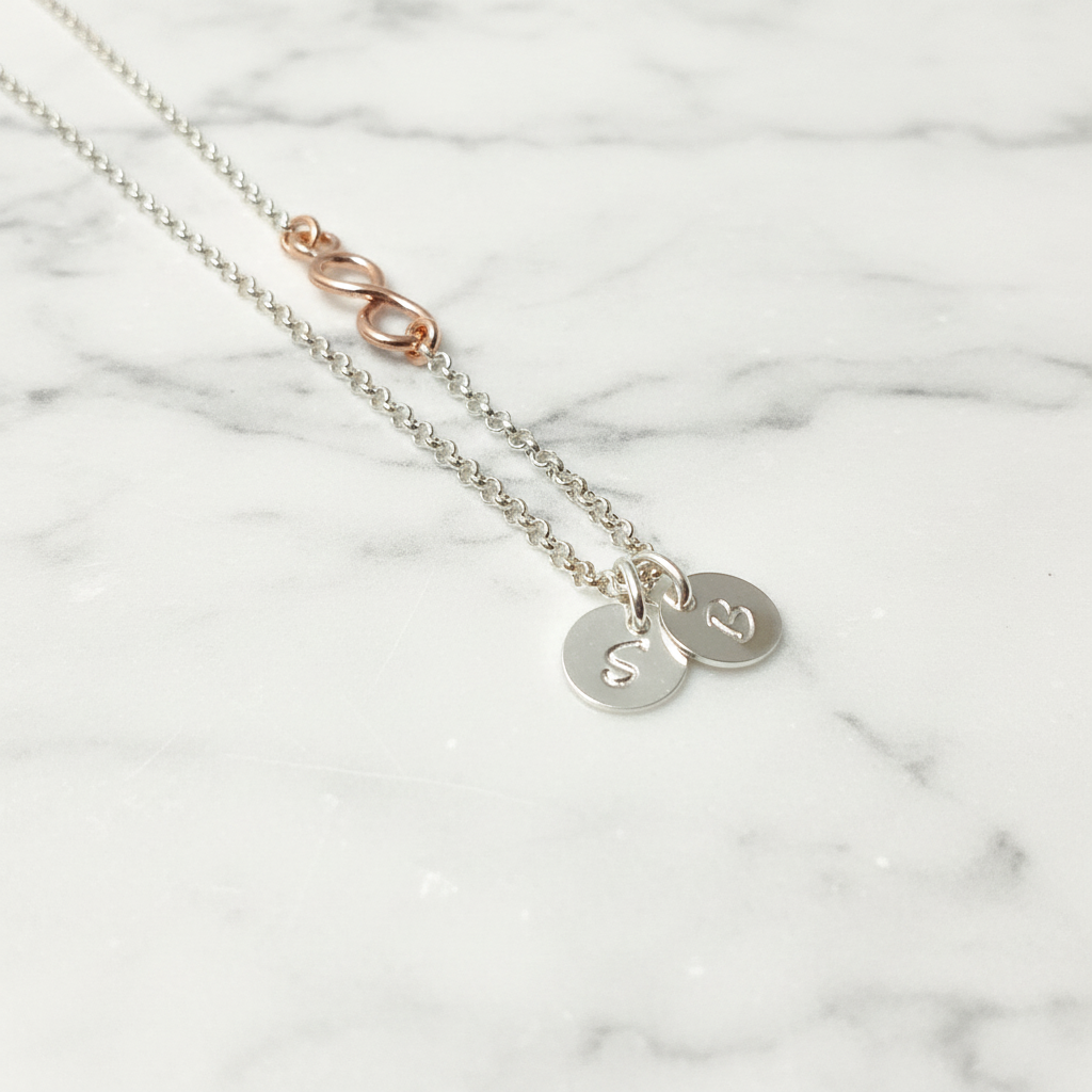 2 Initialen & Infinity 925 Silberkette