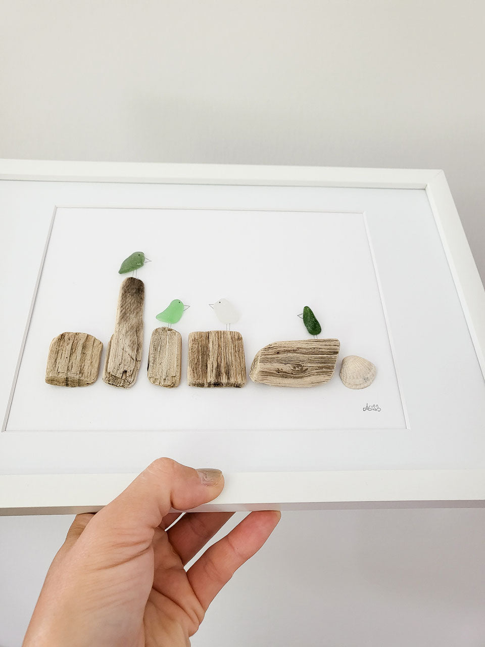 Seeglasbild Beachlife Big 2.0 - mit Treibholz, Steinen, Muscheln und echtem Seeglas aus der Ostsee