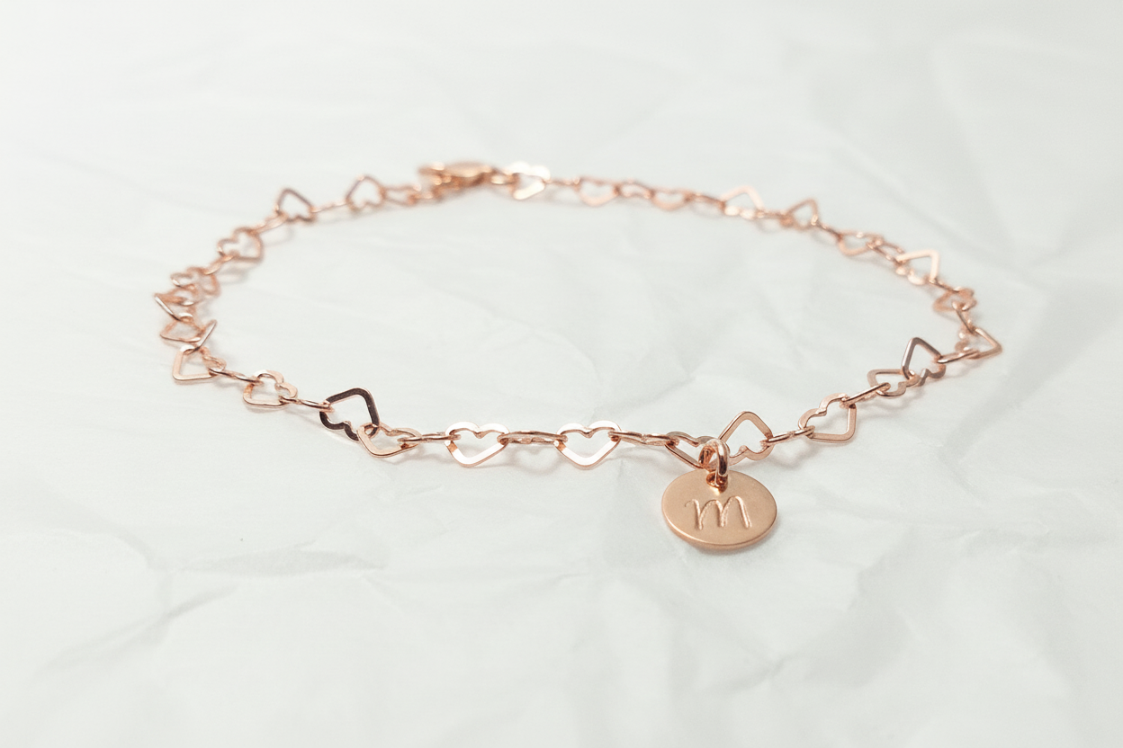 lauter kleine Herzen Initial Herzarmband 925 Silberarmband