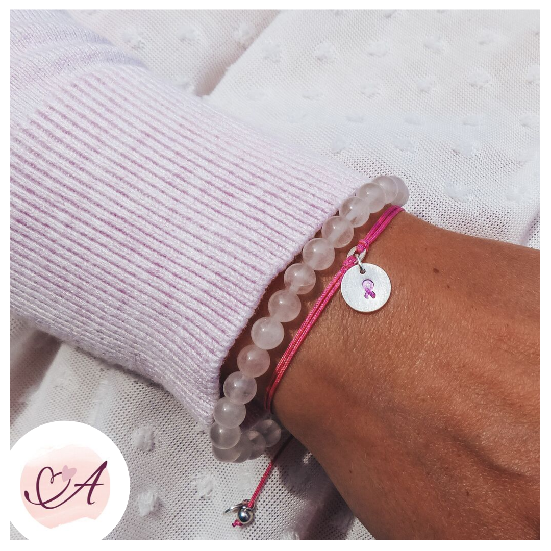 Brustkrebs Deutschlande e.V. ArmbandSET in Pink mit Schleife von Andressâ Schmuck