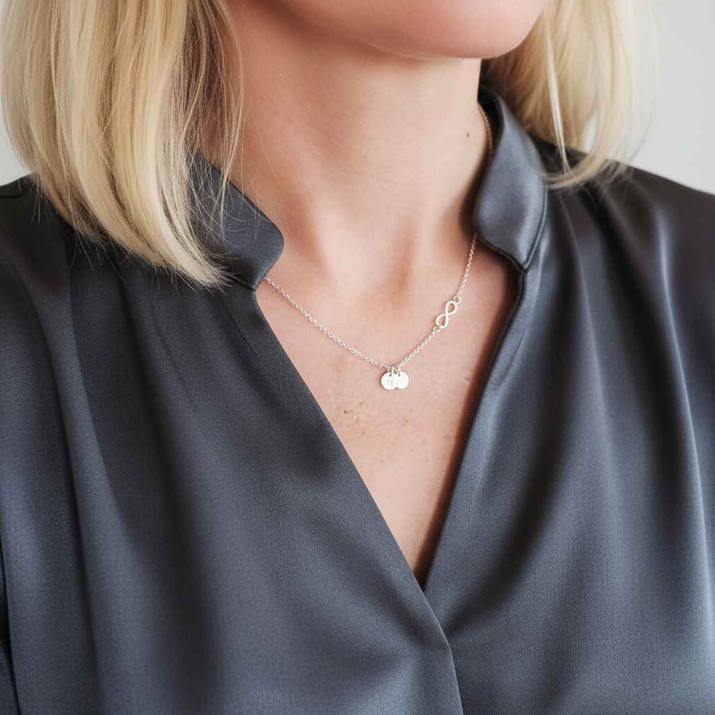 3 Initialen & Infinity 925 Silberkette