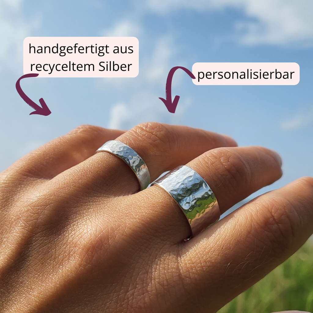breiter Bandring aus recyceltem Silber - Nachhaltiger Statement-Schmuck für Männer & Frauen / Unisex