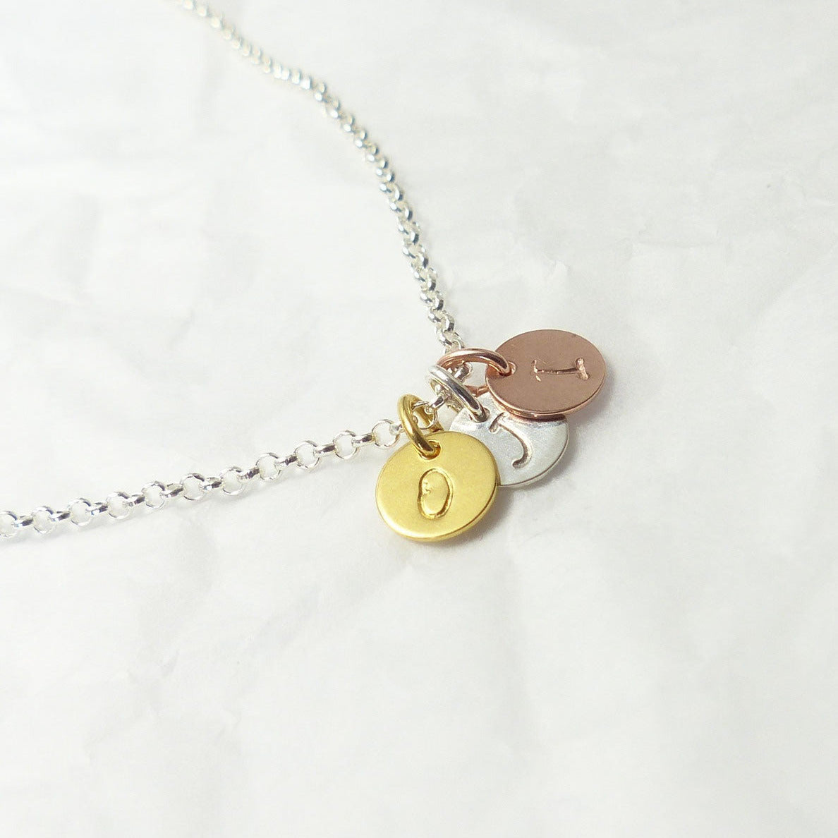 3 Initialen Kette Tricolor 925 Silber personalisiert  Andressa Schmuck