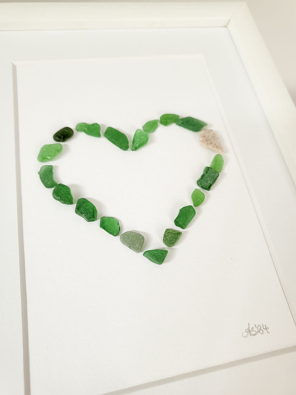 Seeglas Bild Herz - mit echtem Seeglas aus der Ostsee