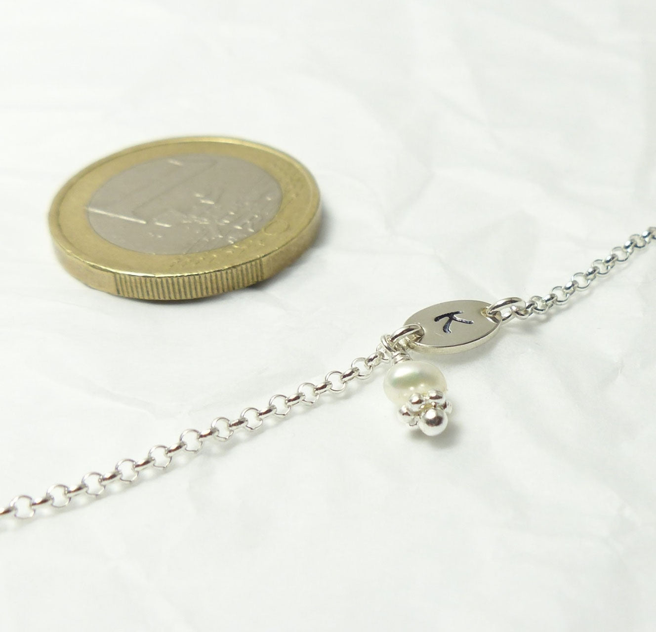 Sweet Initial 925 Silberarmband mit einer Perle