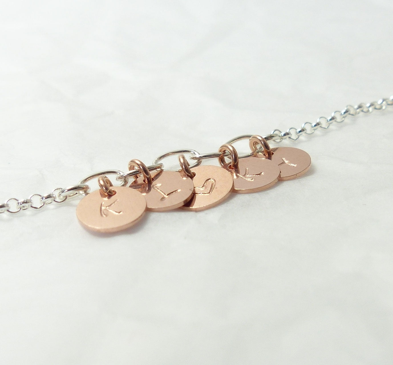 5 rosé Initialen 925 Silberarmband