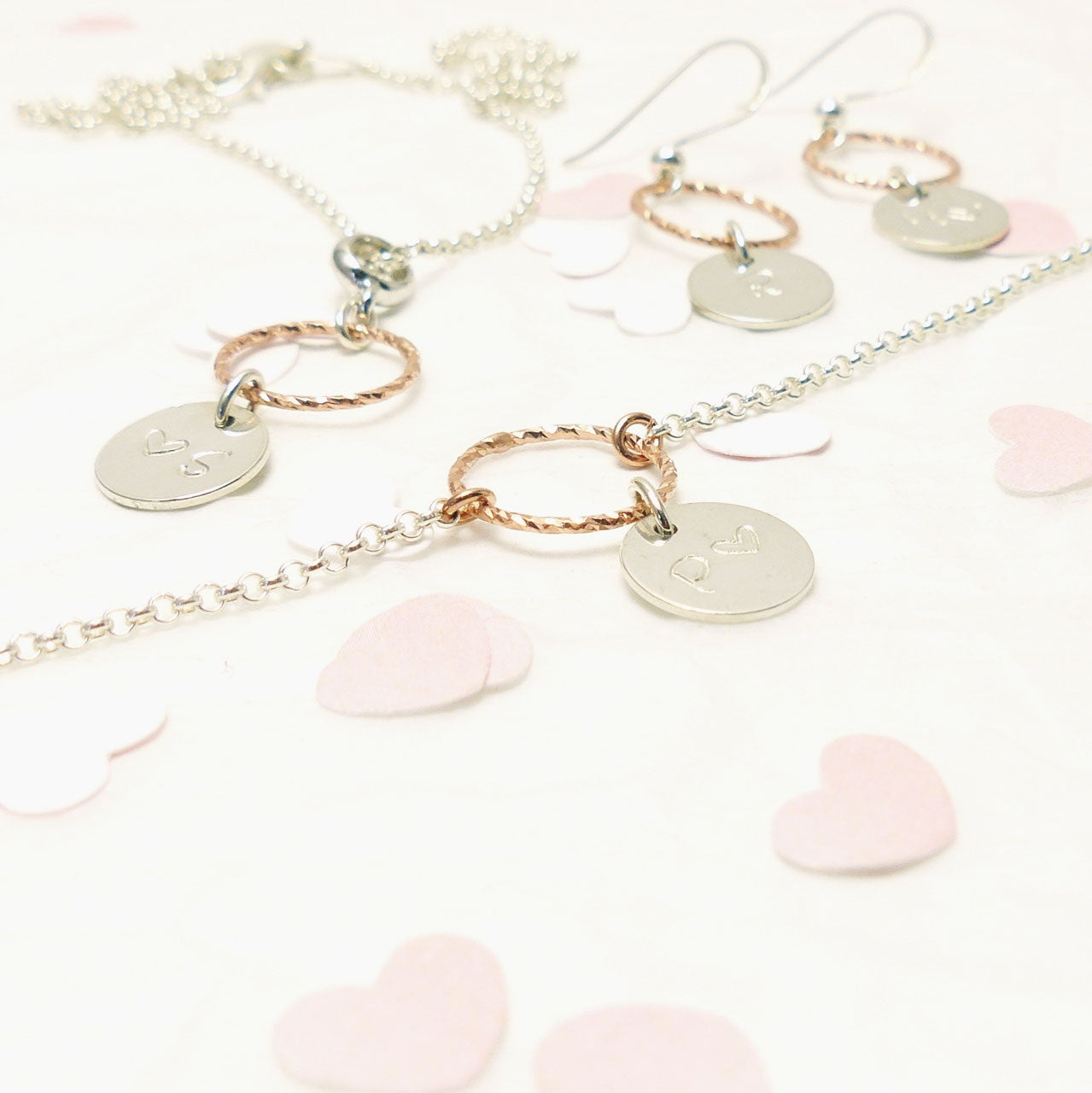 Rose Karma und Plättchen 925 Silberarmband