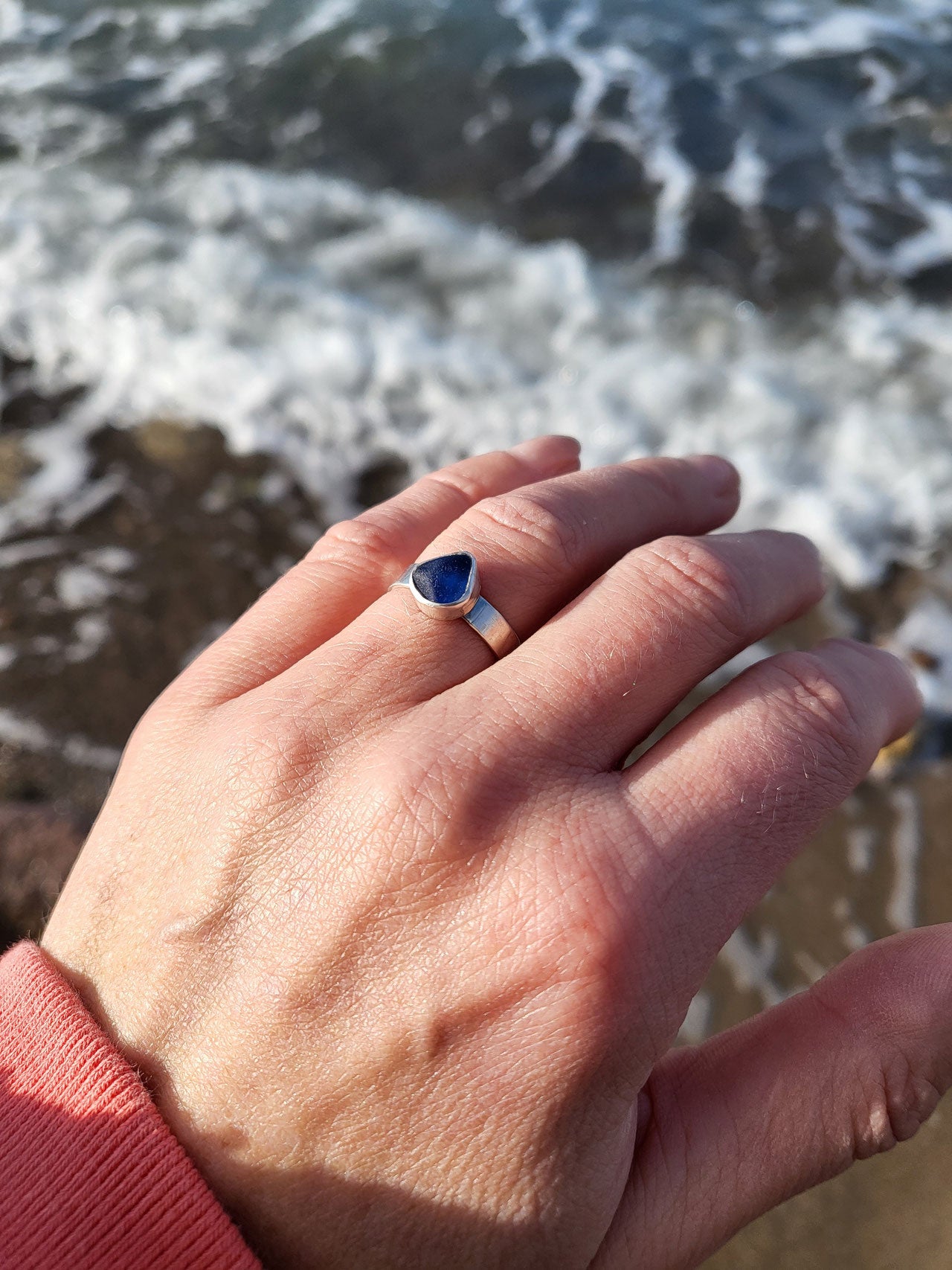 Handgefertigter Seeglasring aus 925 Sterling Silber - so einzigartig wie du!