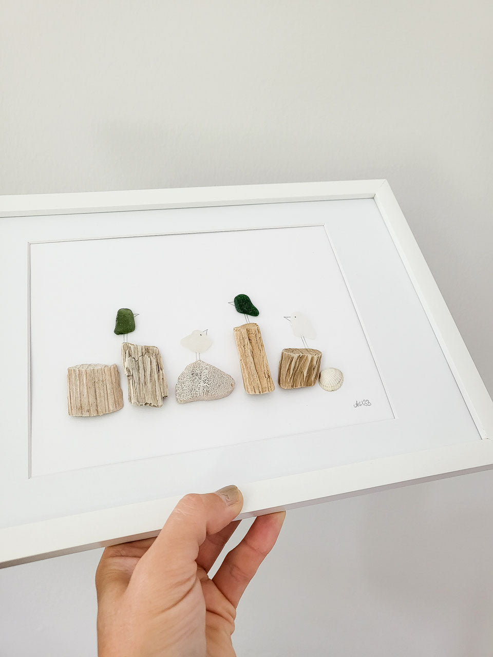 Seeglasbild Beachlife Big 2.0 - mit Treibholz, Steinen, Muscheln und echtem Seeglas aus der Ostsee