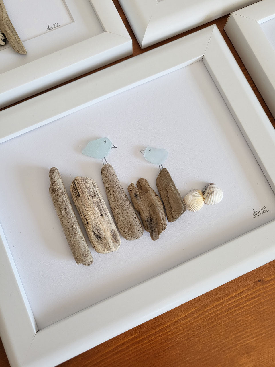 Seeglasbild Beachlife - mit Treibholz, Muscheln und echtem Seeglas aus der Ostsee