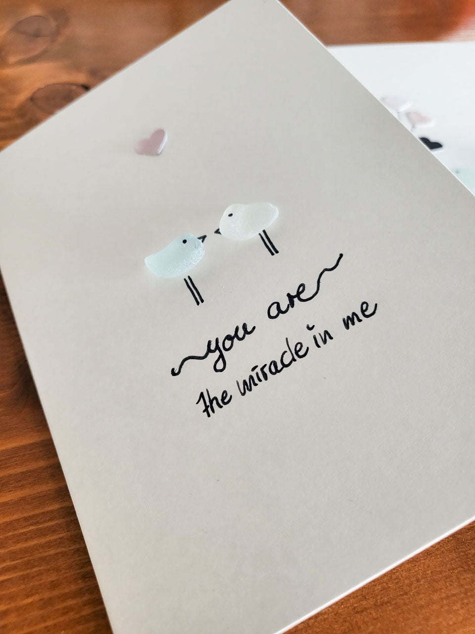 Karten zur Hochzeit und zum Valentinstag - mit echtem Seeglas aus der Ostsee