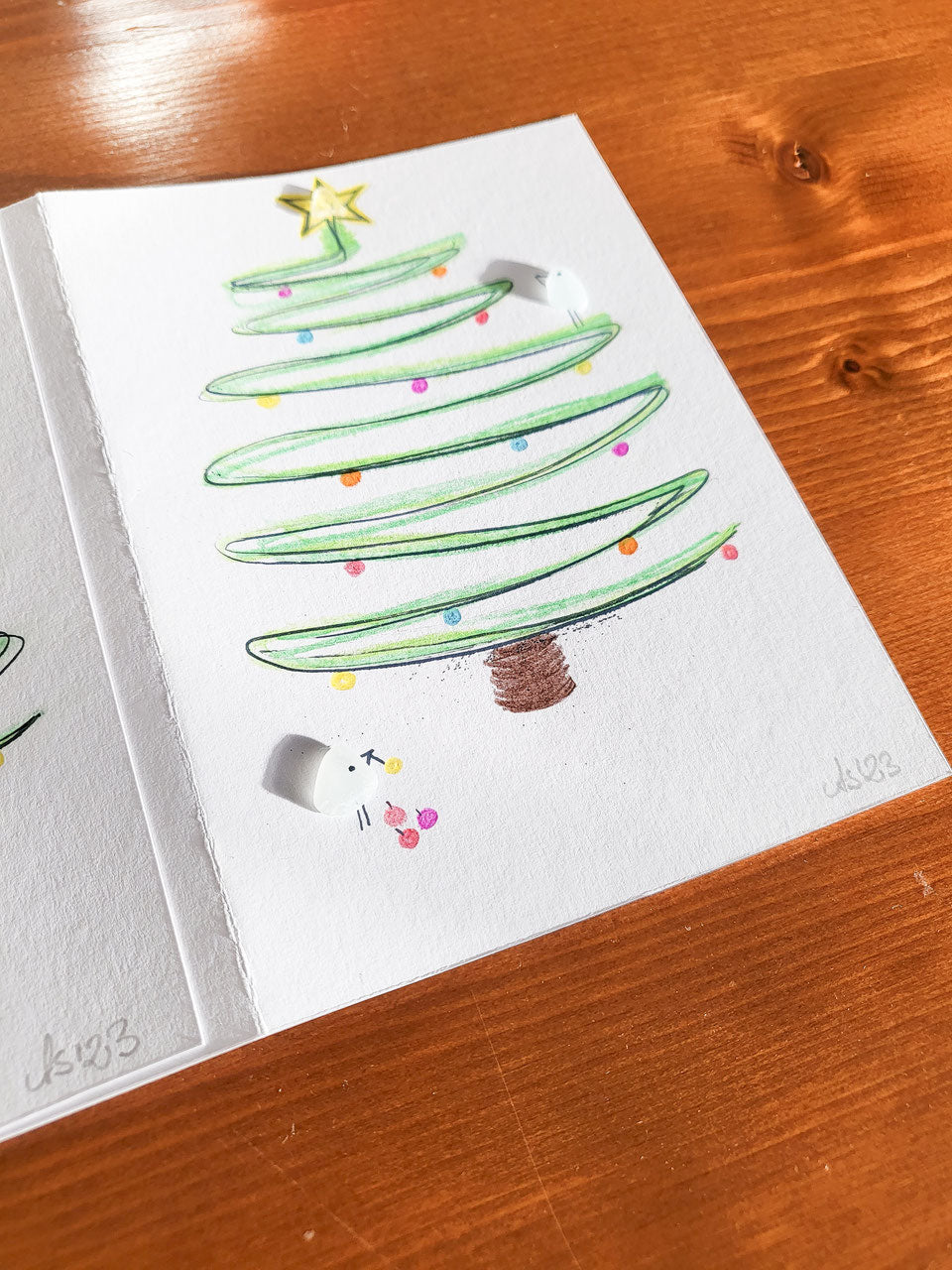 Weihnachtskarten mit Tannenbaum - mit echtem Seeglas aus der Ostsee