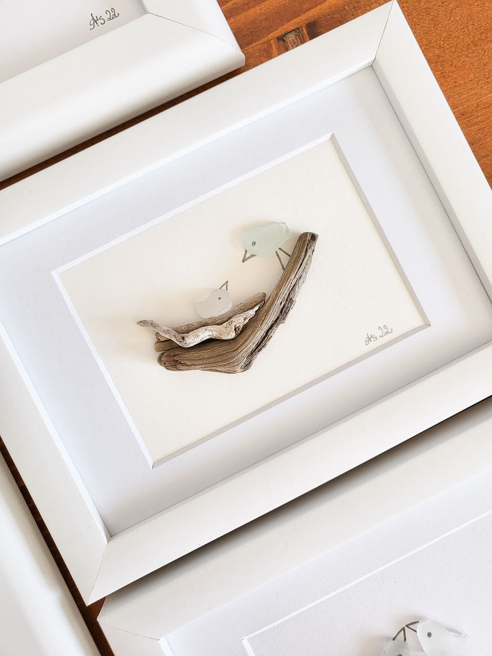 Seeglasbild Mama - mit Treibholz und echtem Seeglas aus der Ostsee