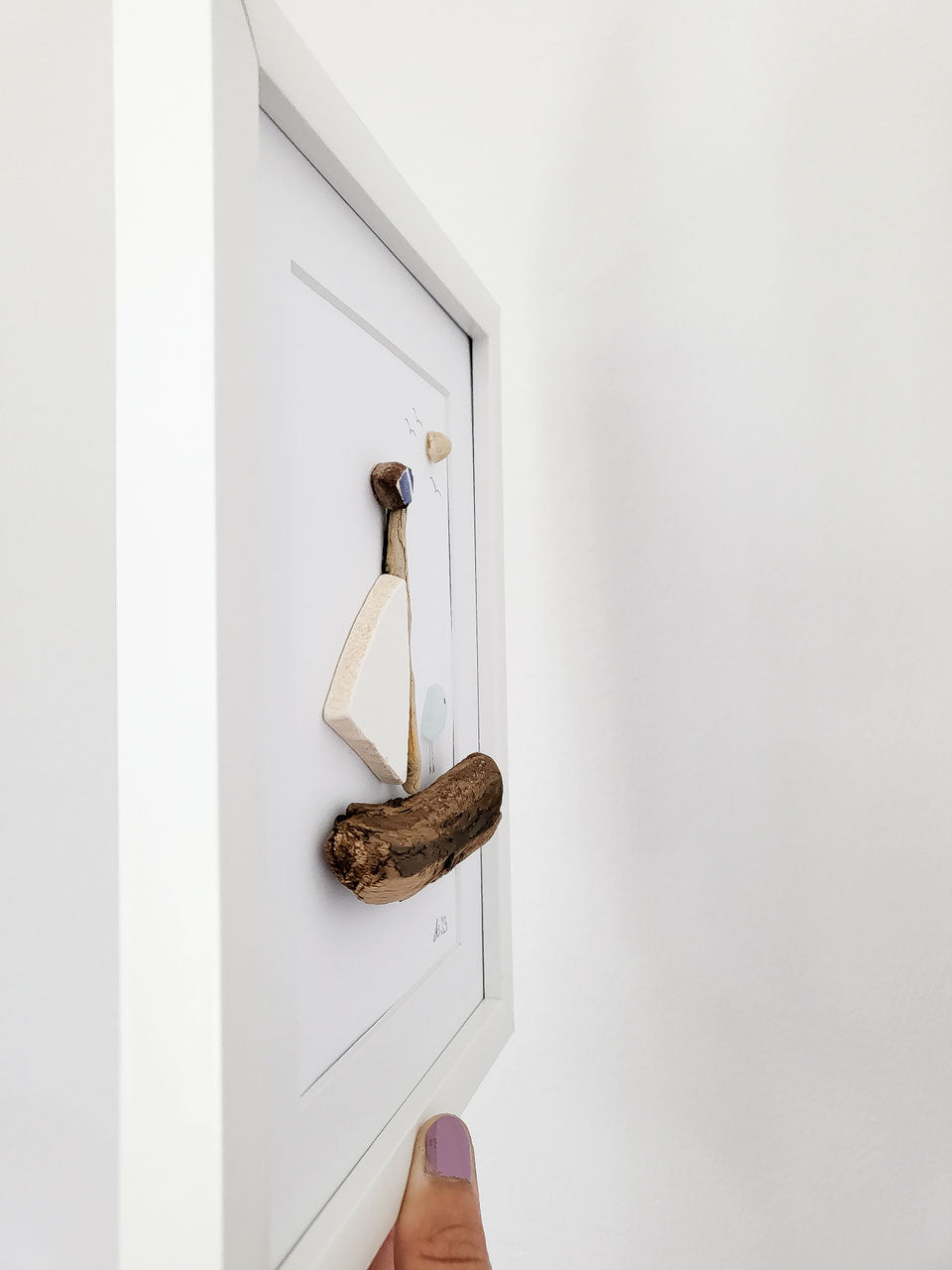 Seeglasbild Sail Away - Auf zu neuen Ufern - mit Keramik, Treibholz und echtem Seeglas aus der Ostsee