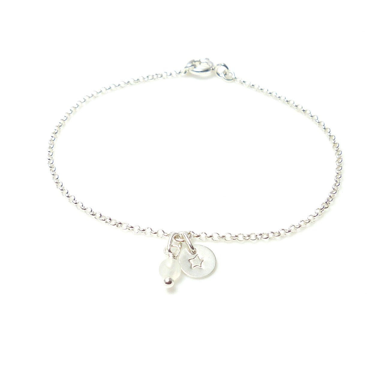 Armbänder für Trauzeuginnen - 3er Set Hämatit und Initial 925 Silberarmband