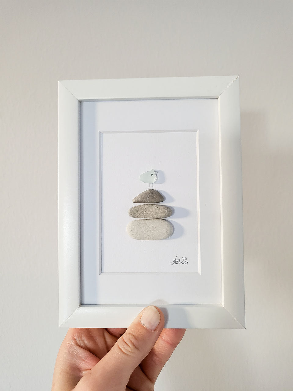 Andressâ - Seeglasbild Hoch hinaus - mit Steinen und und echtem Seeglas aus der Ostsee