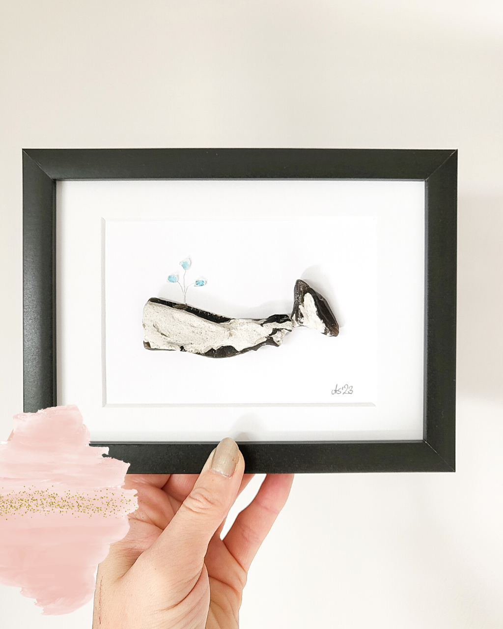 Seeglas Kollektion Die Wale und der Hai - mit Steinen und echtem Seeglas aus der Ostsee