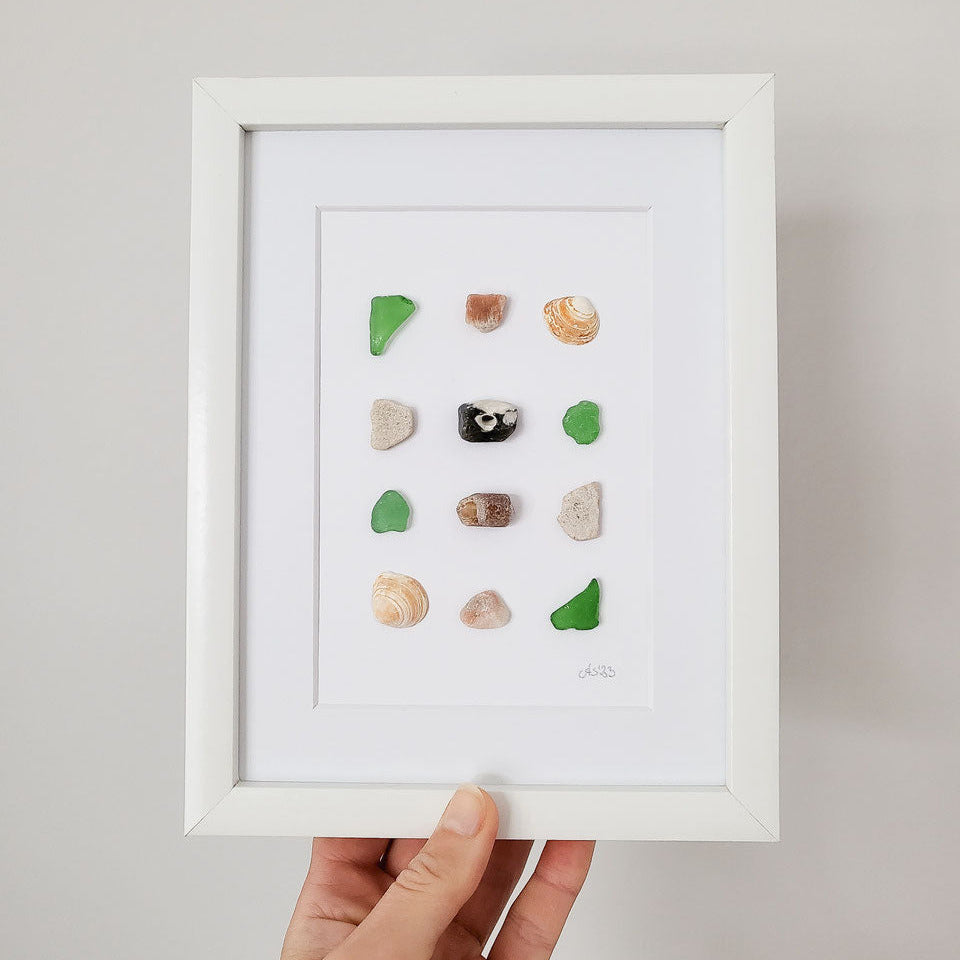 Seeglas Bild Geo - mit echtem Seeglas aus der Ostsee