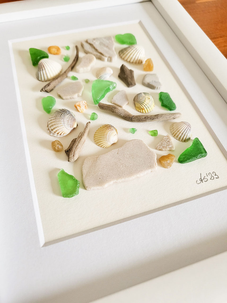 Seeglas Bild -Collagen - mit echtem Seeglas aus der Ostsee