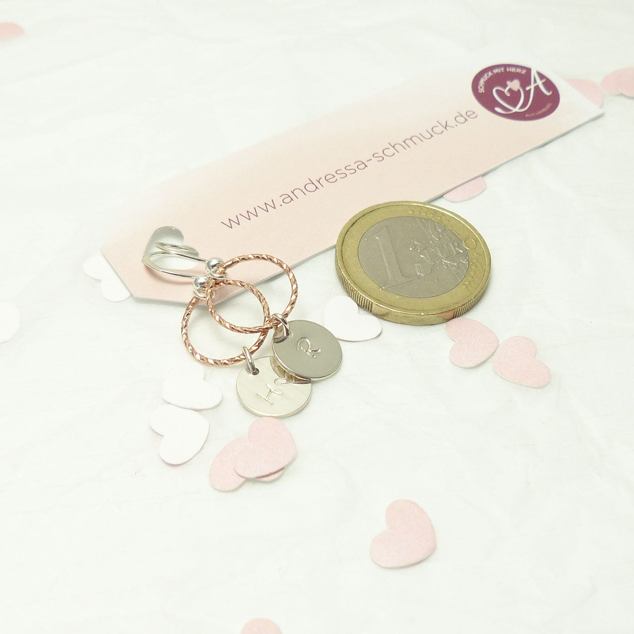 Ohrringe rose Karma rosevergoldeter Kreis und ein Silberplättchen 925 Sterling Silber