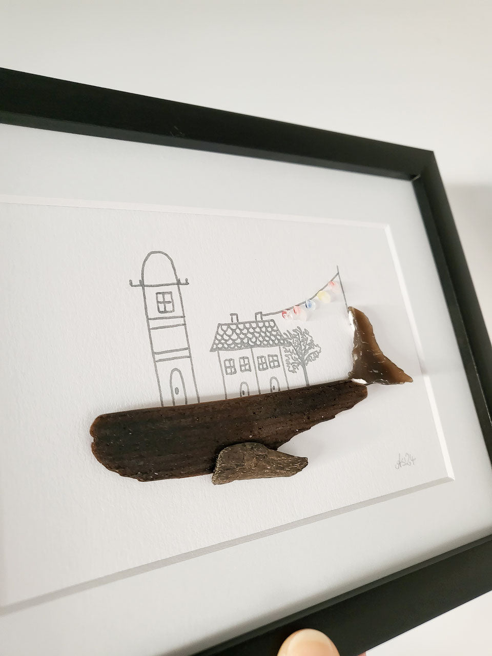 Seeglas Kollektion Die Wale und der Hai - mit Steinen und echtem Seeglas aus der Ostsee