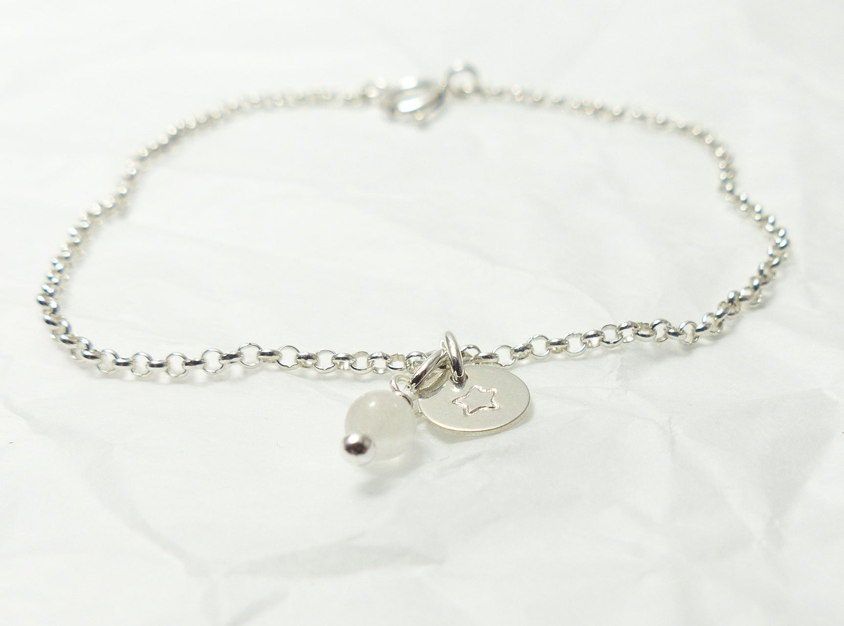 Mondstein Initial 925 Silberarmband