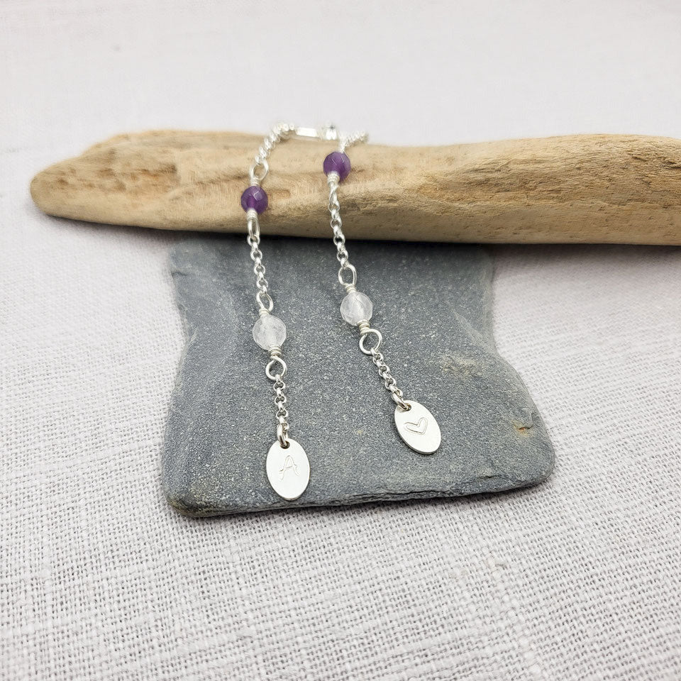 Ohrstecker personalisiert Edelstein | 925 Silber Initial Perlen Andressa Schmuck
