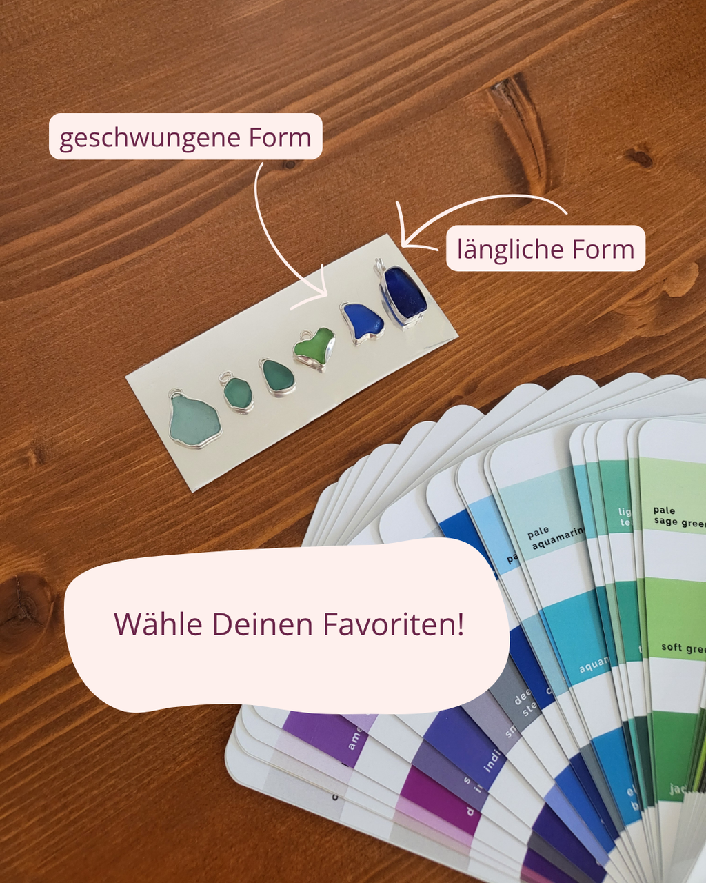 Cobaltblaue Seeglas Silberketten mit echtem Seeglas von Rügen