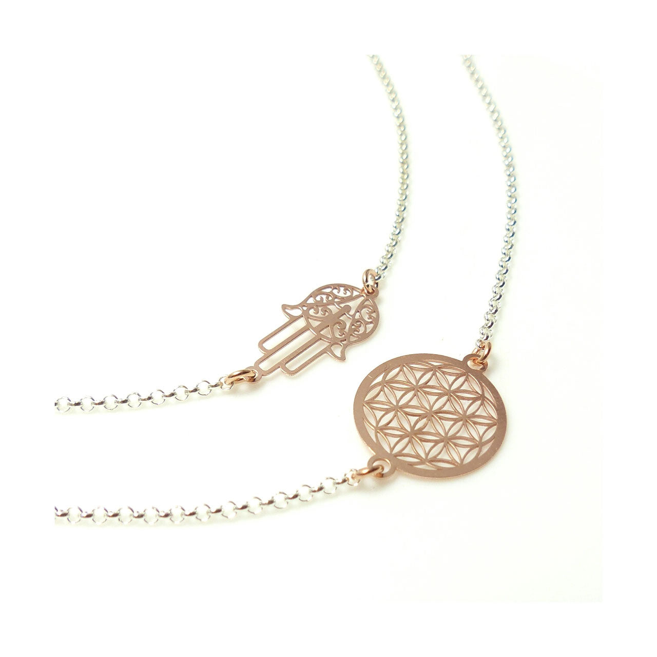 Hamsahand / Blume des Lebens 925 Silberarmband