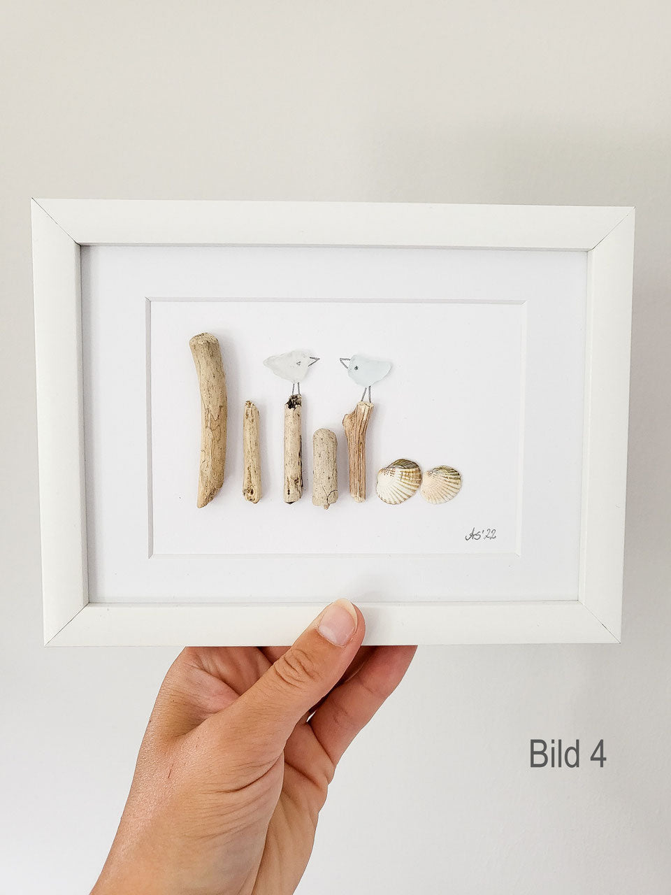 Seeglasbild Beachlife - mit Treibholz, Muscheln und echtem Seeglas aus der Ostsee