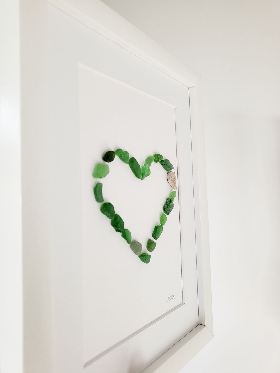 Seeglas Bild Herz - mit echtem Seeglas aus der Ostsee